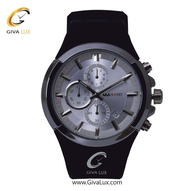 ساعت مچی اورجینال مردانه مکس فورت (MAXFORT) سه موتوره کرنوگراف نقره ای | مشکی| نقره ای| کد رفرنس MX-9003G-70