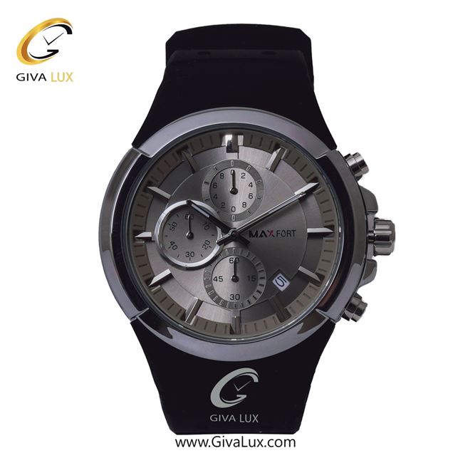 ساعت مچی اورجینال مردانه مکس فورت (MAXFORT) سه موتوره کرنوگراف نقره ای | مشکی| نقره ای| کد رفرنس MX-9003G-80
