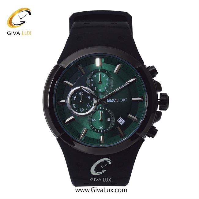 ساعت مچی اورجینال مردانه مکس فورت (MAXFORT) سه موتوره کرنوگراف مشکی | مشکی| سبز| کد رفرنس MX-9003G-90