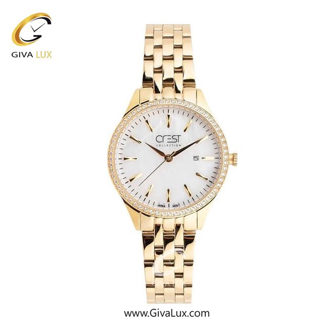ساعت مچی اورجینال زنانه کرست طلایی | طلایی| سفید| کد رفرنس Crest 9004-3