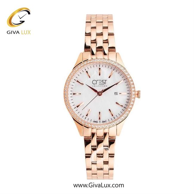 ساعت مچی اورجینال زنانه کرست رزگلد | رزگلد| سفید| کد رفرنس Crest 9004-5