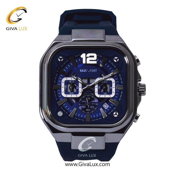 ساعت مچی اورجینال مردانه مکس فورت (MAXFORT) سه موتوره کرنوگراف نقره ای | آبی| آبی| کد رفرنس MX-9004G-30