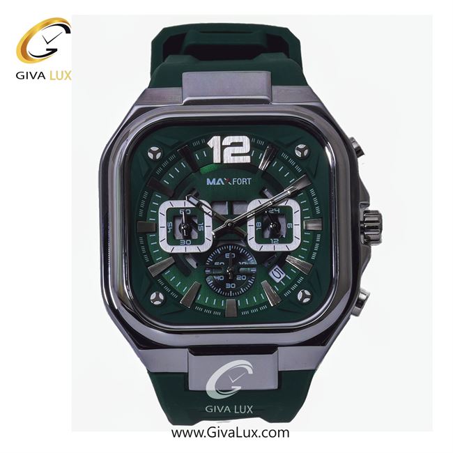 ساعت مچی اورجینال مردانه مکس فورت (MAXFORT) سه موتوره کرنوگراف نقره ای | سبز| سبز| کد رفرنس MX-9004G-50