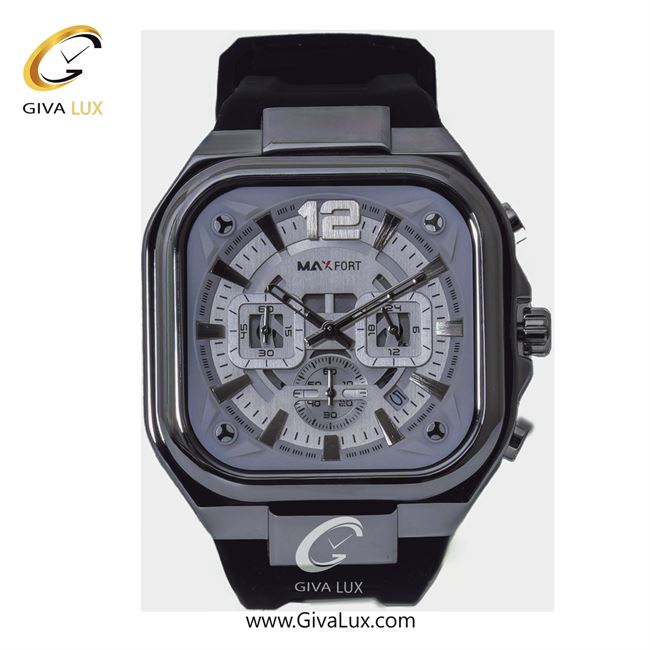 ساعت مچی اورجینال مردانه مکس فورت (MAXFORT) سه موتوره کرنوگراف نقره ای | مشکی| نقره ای| کد رفرنس MX-9004G-60