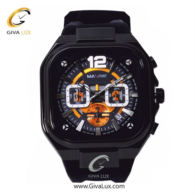 ساعت مچی اورجینال مردانه مکس فورت (MAXFORT) سه موتوره کرنوگراف مشکی | مشکی| مشکی| کد رفرنس MX-9004G-70