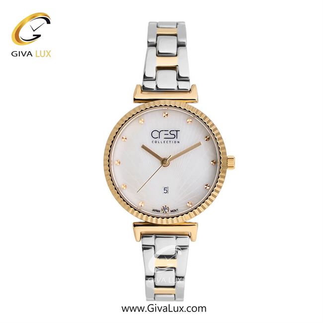 ساعت مچی اورجینال زنانه کرست طلایی | طلایی-نقره ای| سفید| کد رفرنس Crest 9005-2