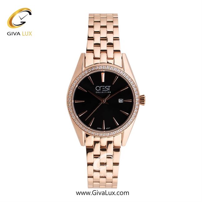 ساعت مچی اورجینال زنانه کرست رزگلد | رزگلد| مشکی| کد رفرنس Crest 9007-5