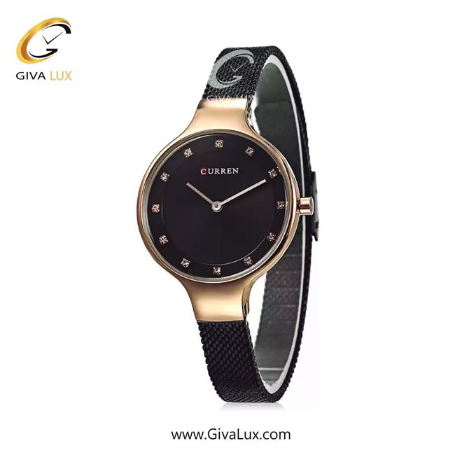 ساعت مچی اورجینال زنانه کارن (کورن) curren رزگلد | مشکی| مشکی| کد رفرنس 9008BK