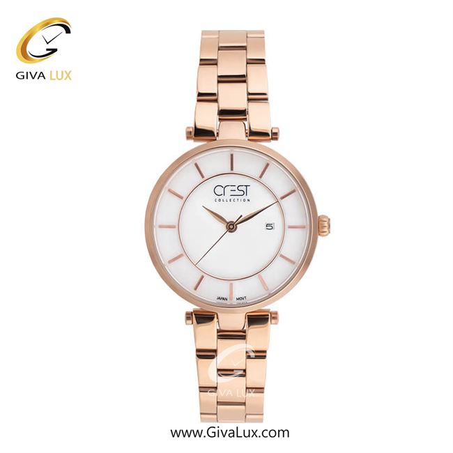 ساعت مچی اورجینال زنانه کرست رزگلد | رزگلد| سفید| کد رفرنس Crest 9009-5