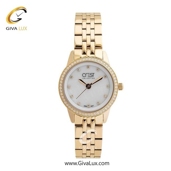 ساعت مچی اورجینال زنانه کرست طلایی | طلایی| سفید| کد رفرنس Crest 9010-2