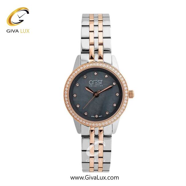 ساعت مچی اورجینال زنانه کرست رزگلد | رزگلد-نقره ای| دودی|تیتانیوم| کد رفرنس Crest 9010-5