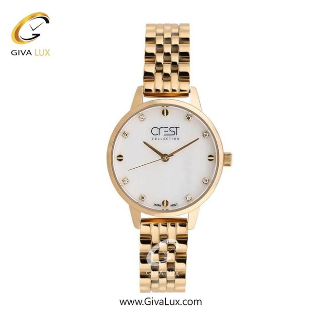 ساعت مچی اورجینال زنانه کرست طلایی | طلایی| سفید| کد رفرنس Crest 9011-2