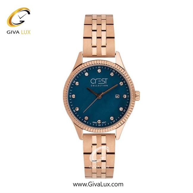ساعت مچی اورجینال زنانه کرست رزگلد | رزگلد| سرمه ای| کد رفرنس Crest 9013-2