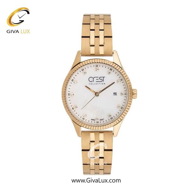 ساعت مچی اورجینال زنانه کرست طلایی | طلایی| سفید| کد رفرنس Crest 9013-3