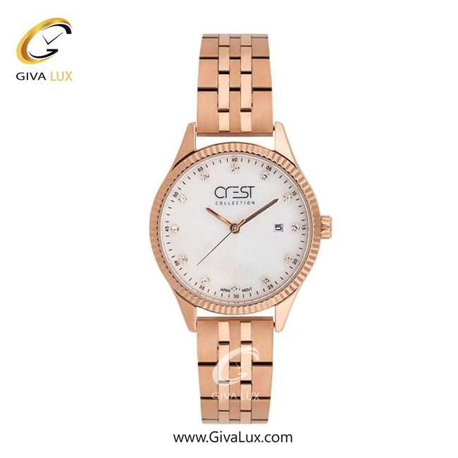 ساعت مچی اورجینال زنانه کرست رزگلد | رزگلد| سفید| کد رفرنس Crest 9013-4