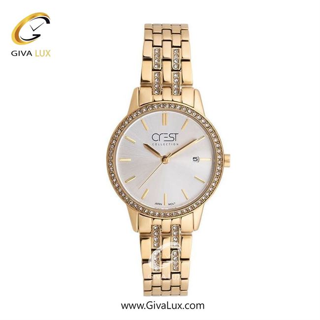 ساعت مچی اورجینال زنانه کرست طلایی | طلایی| نقره ای| کد رفرنس Crest 9014-2