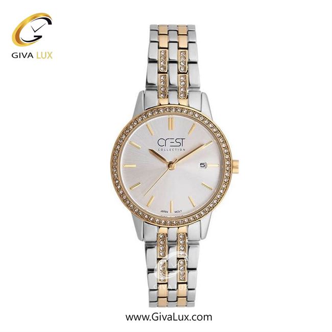 ساعت مچی اورجینال زنانه کرست طلایی | طلایی-نقره ای| نقره ای| کد رفرنس Crest 9014-3