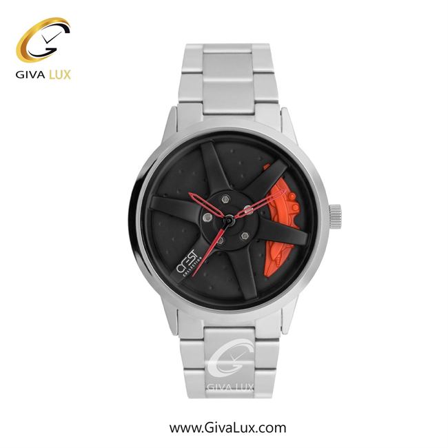 ساعت مچی اورجینال مردانه کرست نقره ای | نقره ای| نارنجی-مشکی| کد رفرنس Crest 9016-1