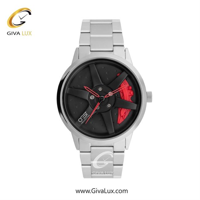 ساعت مچی اورجینال مردانه کرست نقره ای | نقره ای| قرمز-مشکی| کد رفرنس Crest 9016-4