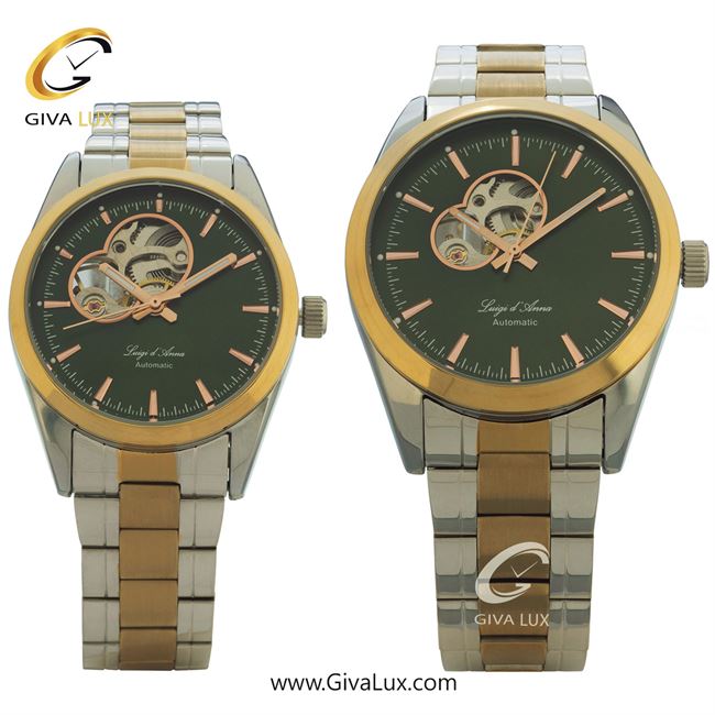 ساعت مچی اورجینال ست LdA | لوئیجی د آنا | Luigi d'Ana طلایی-نقره ای | طلایی-نقره ای| سبز یشمی تیره| کد رفرنس مردانه: 2442، زنانه: 2443