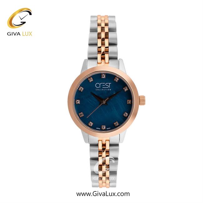 ساعت مچی اورجینال زنانه کرست | Crest  طلایی | نقره ای-طلایی| سرمه ای| کد رفرنس Crest 9030-6