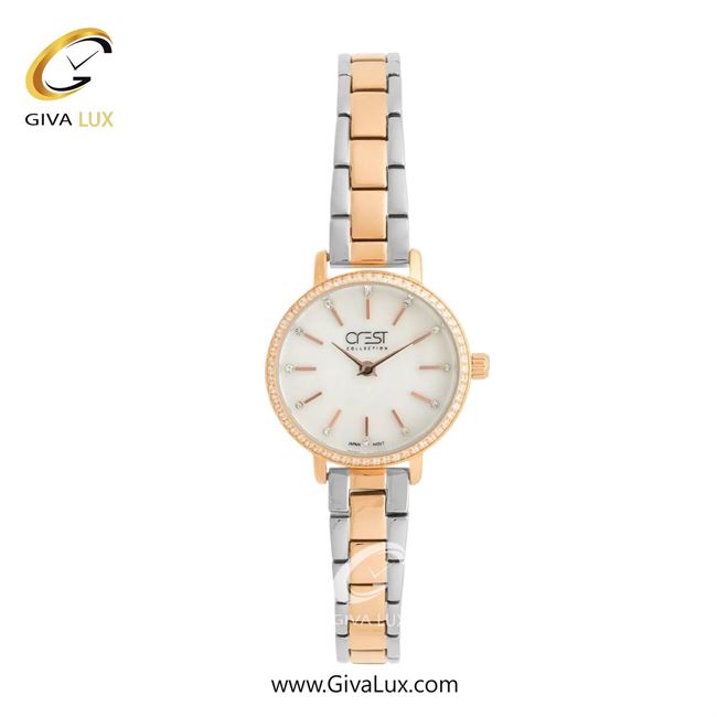 ساعت مچی اورجینال زنانه کرست رزگلد | نقره ای-رزگلد| سفید| کد رفرنس Crest 9042-5