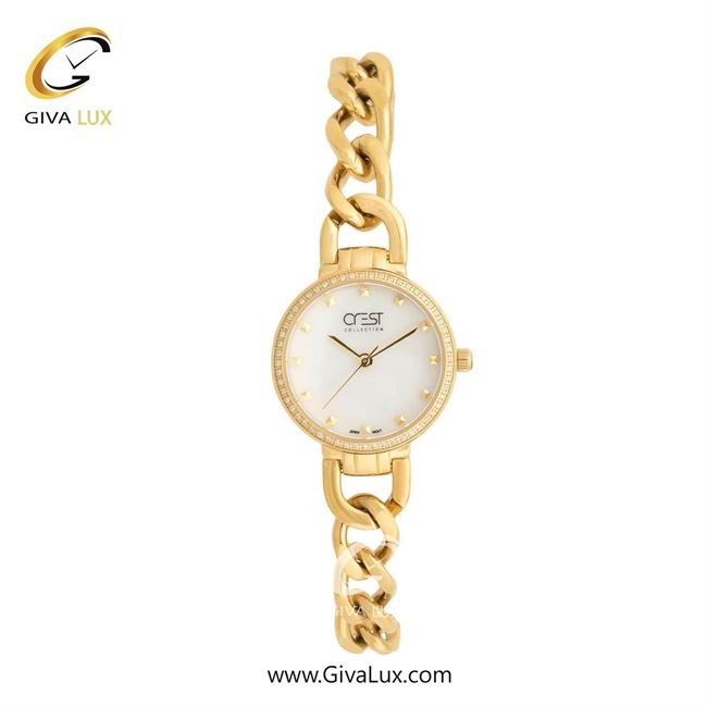 ساعت مچی اورجینال زنانه کرست طلایی | طلایی| سفید| کد رفرنس Crest 9049-3