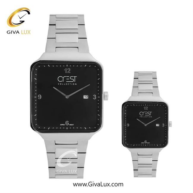 ساعت مچی اورجینال ست کرست نقره ای | نقره ای| مشکی| کد رفرنس Crest 9053-2