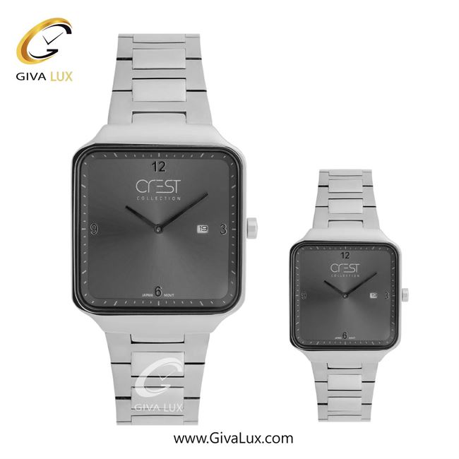 ساعت مچی اورجینال ست کرست نقره ای | نقره ای| دودی|تیتانیوم| کد رفرنس Crest 9053-3