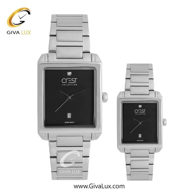 ساعت مچی اورجینال ست کرست نقره ای | نقره ای| مشکی| کد رفرنس Crest 9054-2