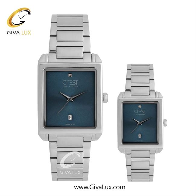 ساعت مچی اورجینال ست کرست نقره ای | نقره ای| سرمه ای| کد رفرنس Crest 9054-4