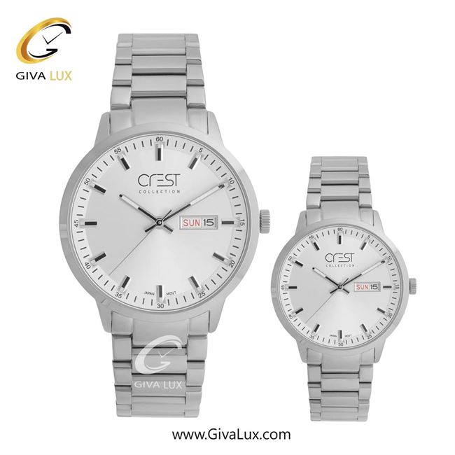 ساعت مچی اورجینال ست کرست نقره ای | نقره ای| سفید| کد رفرنس Crest 9055-1