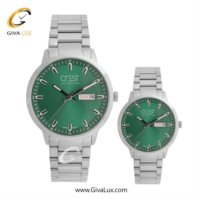 ساعت مچی اورجینال ست کرست نقره ای | نقره ای| سبز| کد رفرنس Crest 9055-4