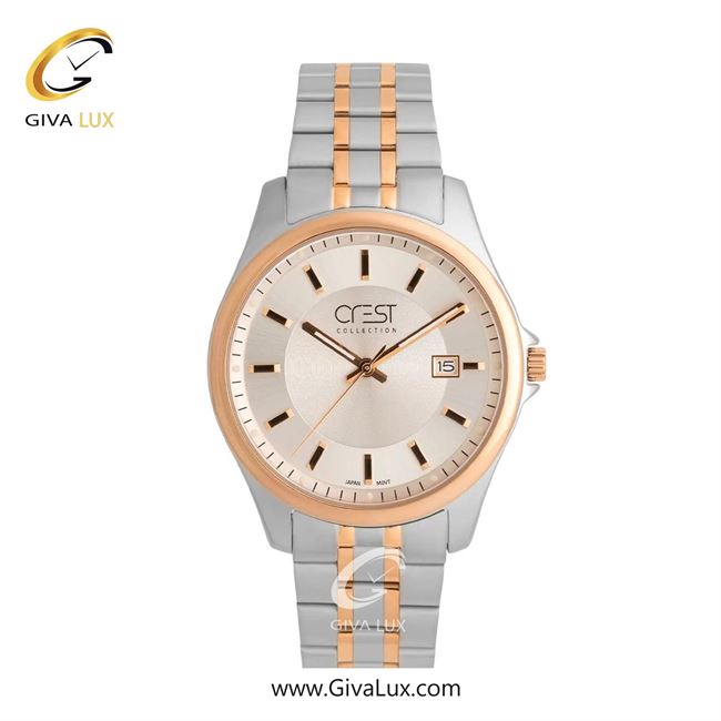 ساعت مچی اورجینال زنانه کرست رزگلد-نقره ای | رزگلد-نقره ای| شامپاینی| کد رفرنس Crest 9057-7L