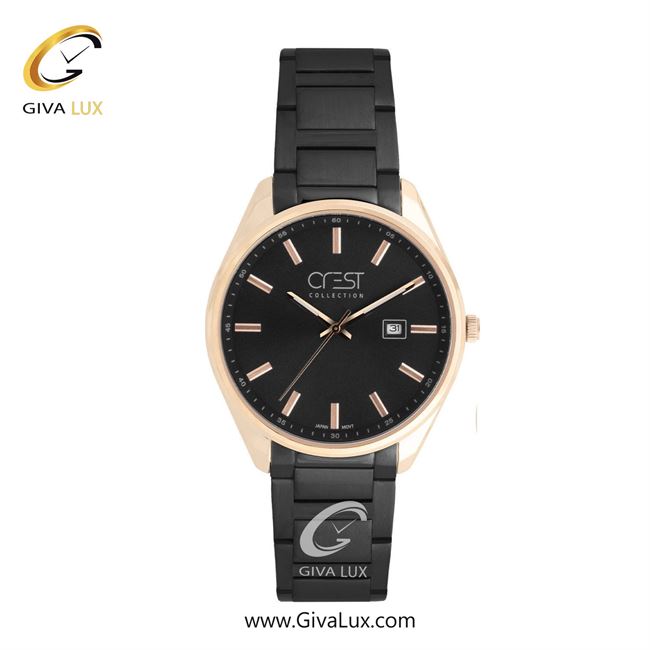 ساعت مچی اورجینال مردانه کرست | Crest  رزگلد | مشکی| مشکی| کد رفرنس Crest 9058-7