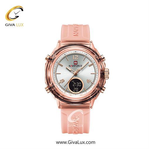 ساعت مچی اورجینال زنانه ناوی فورس|Naviforce|نوی فورس|نیوی فورس دو زمانه سفید-صورتی | صورتی| رزگلد-سفید| کد رفرنس NF7109  P/W
