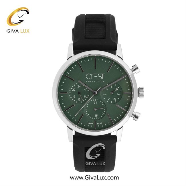 ساعت مچی اورجینال مردانه کرست | Crest سه موتوره فول تایم نقره ای | مشکی| سبز| کد رفرنس Crest 9062-6