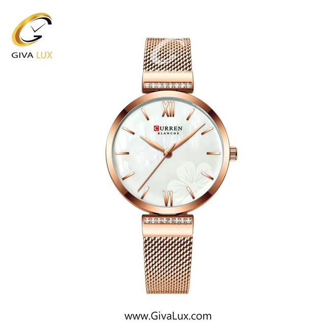 ساعت مچی اورجینال زنانه کارن (کورن) curren رزگلد | رزگلد| سفید| کد رفرنس 9067RS