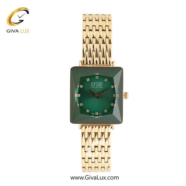 ساعت مچی اورجینال زنانه کرست طلایی | طلایی| سبز یشمی تیره| کد رفرنس Crest 9071-1