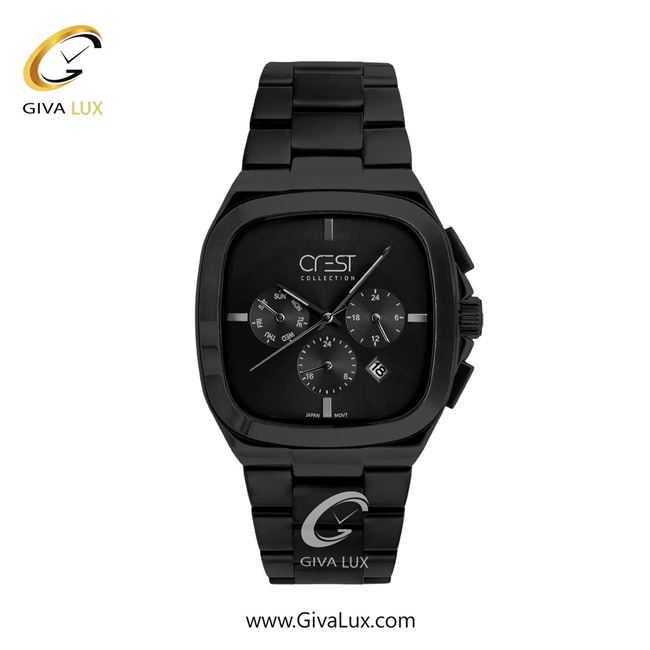 ساعت مچی اورجینال مردانه کرست سه موتوره کرنوگراف مشکی | مشکی| مشکی| کد رفرنس Crest 9073-5