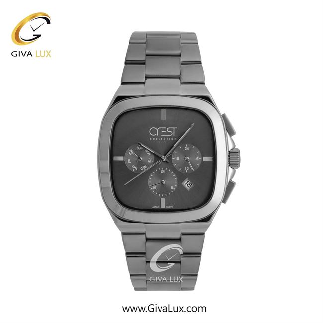 ساعت مچی اورجینال مردانه کرست سه موتوره کرنوگراف تیتانیوم | تیتانیوم(زغالی)| دودی|تیتانیوم| کد رفرنس Crest 9073-6