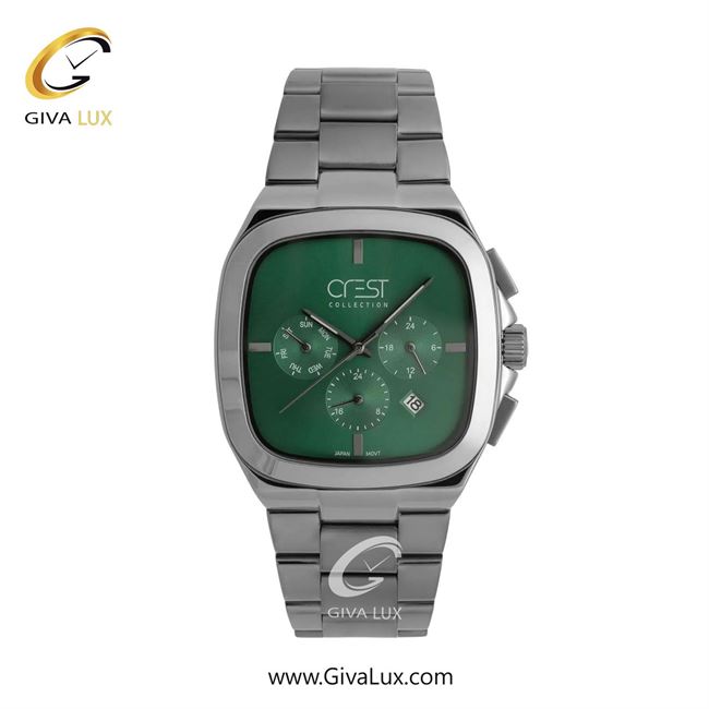 ساعت مچی اورجینال مردانه کرست سه موتوره کرنوگراف تیتانیوم | تیتانیوم(زغالی)| سبز یشمی تیره| کد رفرنس Crest 9073-8