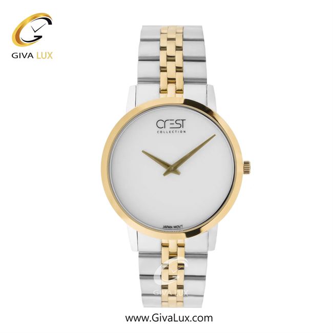 ساعت مچی اورجینال مردانه کرست | Crest  طلایی | طلایی-نقره ای| سفید| کد رفرنس Crest 9074-12