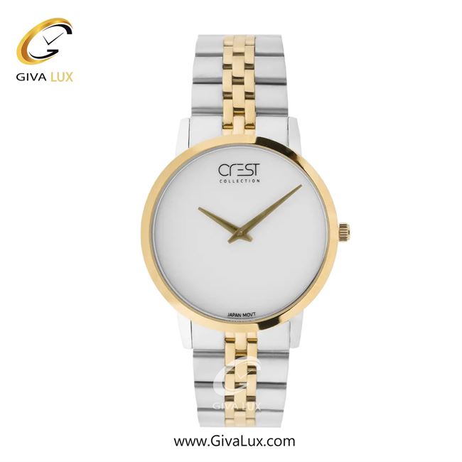 ساعت مچی اورجینال زنانه کرست | Crest  طلایی | نقره ای-طلایی| سفید| کد رفرنس Crest 9074-12