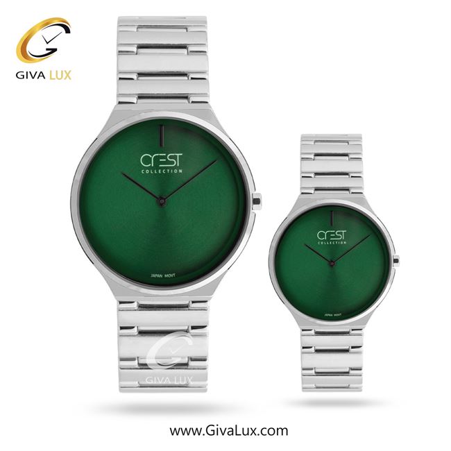 ساعت مچی اورجینال ست کرست | Crest  نقره ای | نقره ای| سبز| کد رفرنس Crest 9076-2
