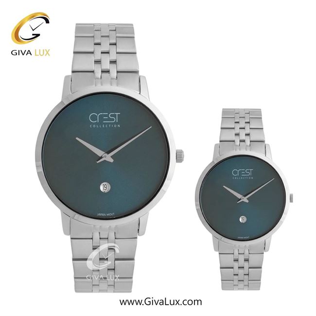 ساعت مچی اورجینال ست کرست نقره ای | نقره ای| سرمه ای| کد رفرنس Crest 9077-2