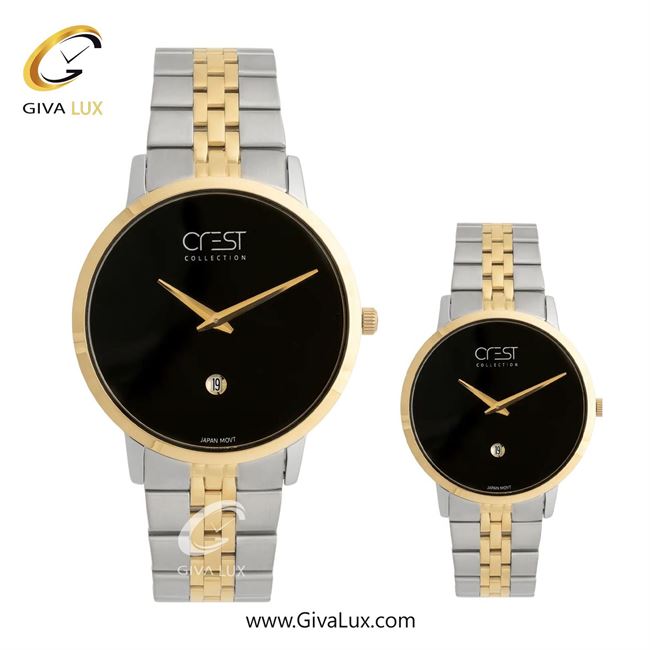 ساعت مچی اورجینال ست کرست طلایی | نقره ای-طلایی| مشکی| کد رفرنس Crest 9077-4