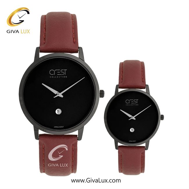 ساعت مچی اورجینال ست کرست تیتانیوم | قهوه ای| مشکی| کد رفرنس زنانه: Crest 9078-3L مردانه: Crest 9078-3G