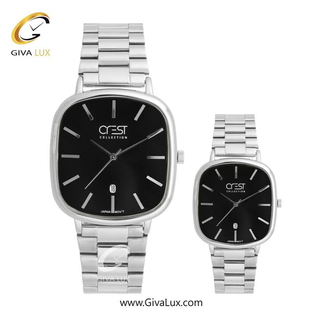 ساعت مچی اورجینال ست کرست نقره ای | نقره ای| مشکی| کد رفرنس Crest 9079-3