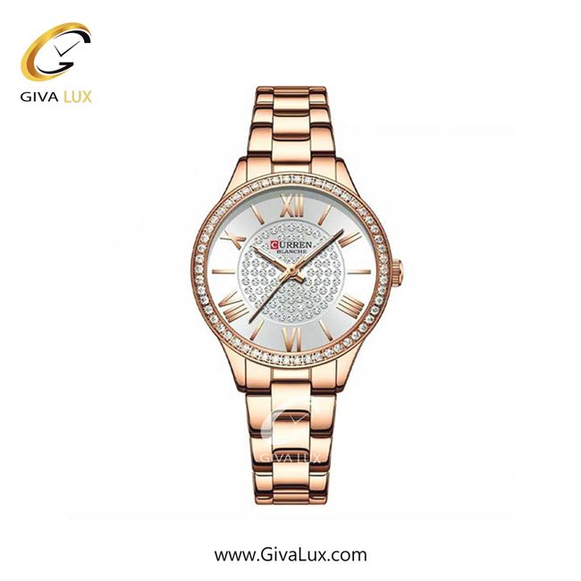 ساعت مچی اورجینال زنانه کارن (کورن) curren رزگلد | رزگلد| سفید صدفی| کد رفرنس 9084 RGW